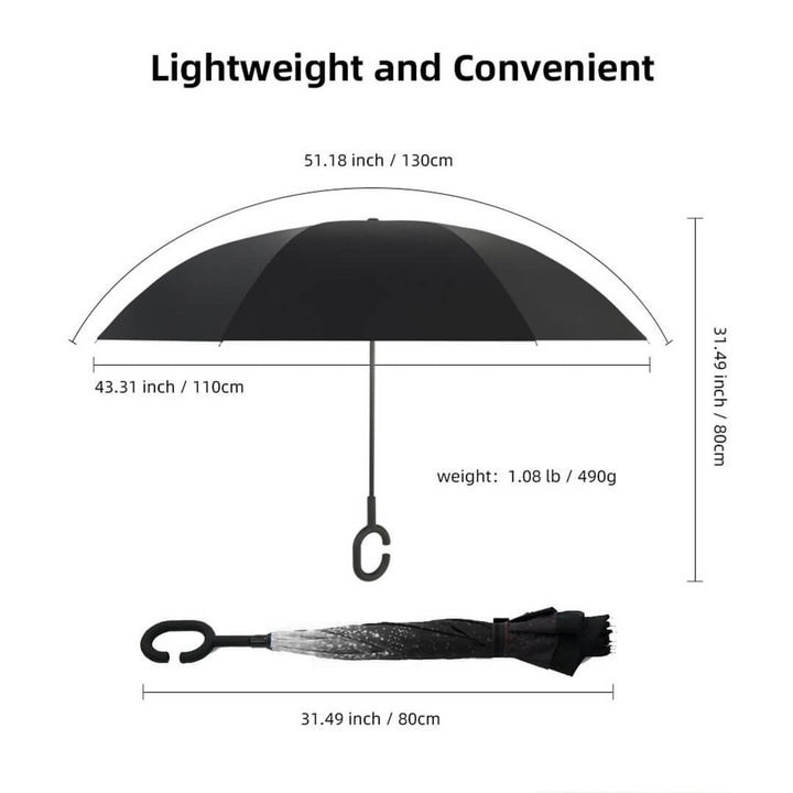Windproof Reverse Double Layer C-Handle Umbrella (W104 x H80)