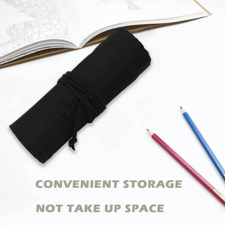 School Roll-up pencil case with 24 colored pencils, convenient storage
