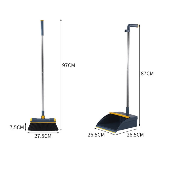 Broom and dustpan set with measurements