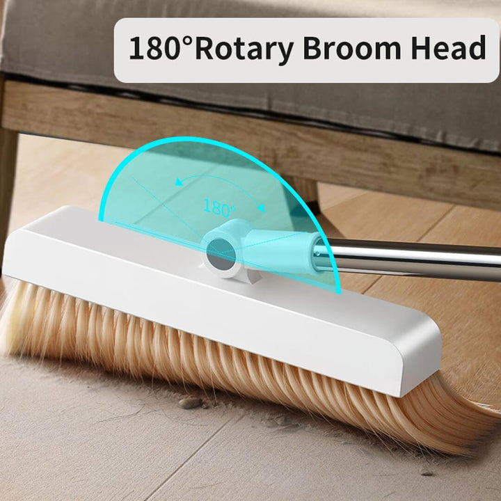 180-degree rotary broom head for low surfaces cleaning