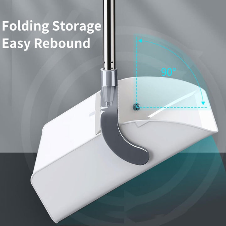 Cleaning broom set with folding dustpan for smart storage