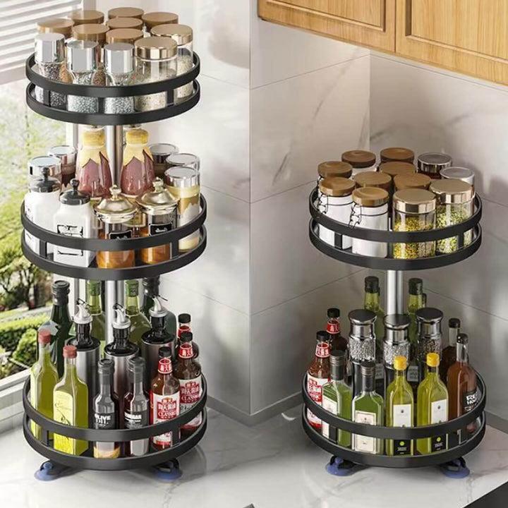 Rotating spice organizer with adjustable tiers