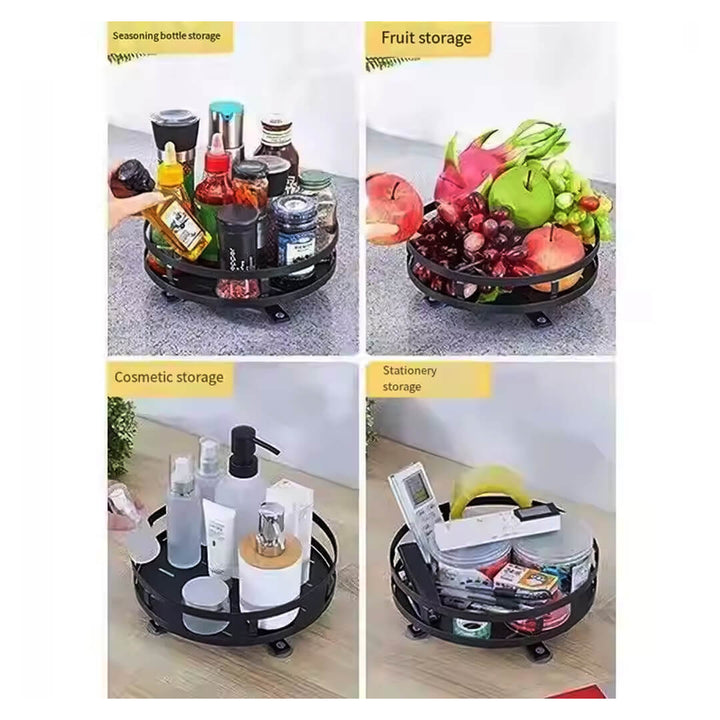 Multi-purpose kitchen turntable rack for spices, fruits, stationery, and cosmetics