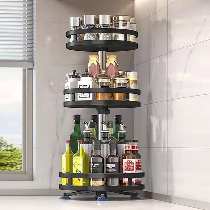 Adjustable 3-tier metal organizer for kitchen or bathroom