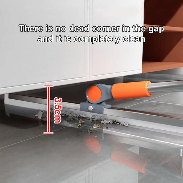 Rotating silicone broom head for cleaning under furniture
