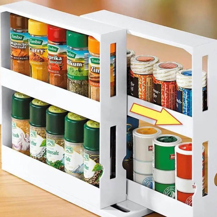 White turntable spice organizer kitchen or countertop