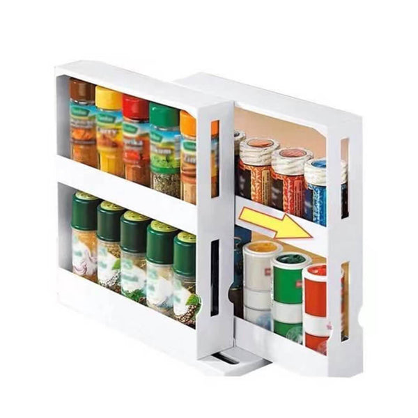 360-degree rotating two-tier spice rack, white