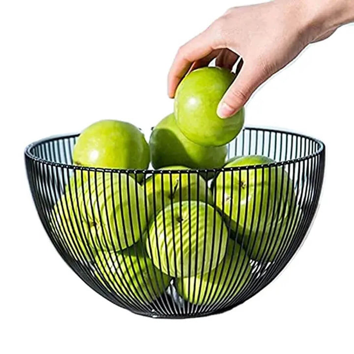 Round Iron Vegetable Storage Basket Black