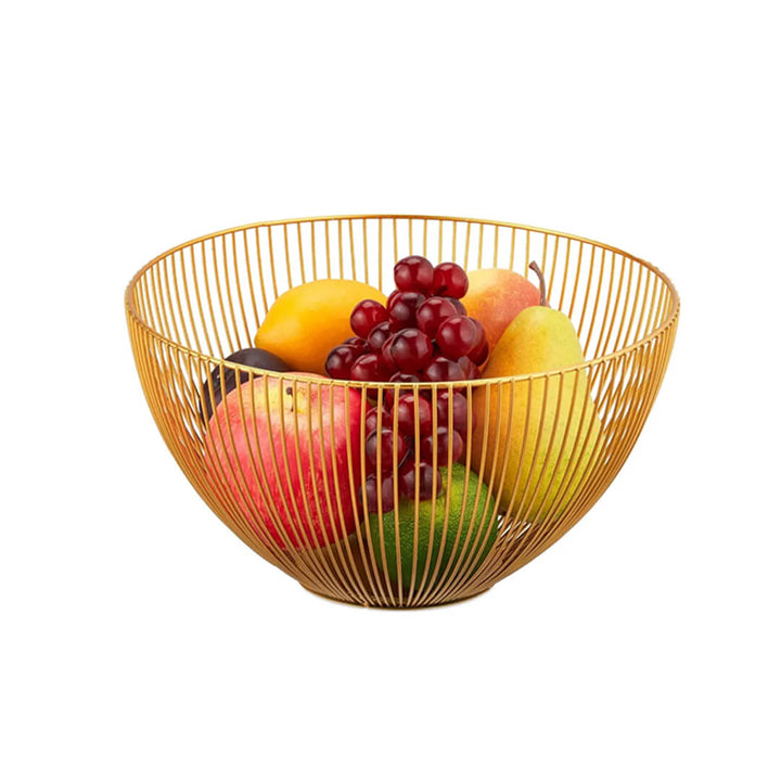 Round Iron Vegetable Storage Basket Gold