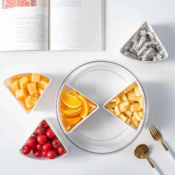 Round Plastic Divided Serving Tray with Lid - 5 compartments
