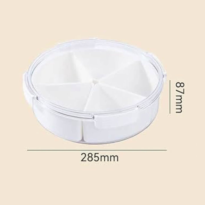 Round Plastic Divided Serving Tray with Lid - 5 compartments