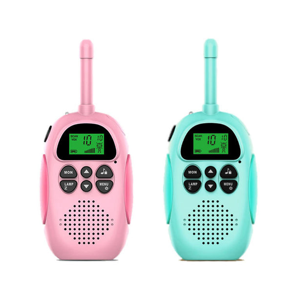 Kids Two-Way Walkie Talkie Set with Flashlight (Teal & Pink)