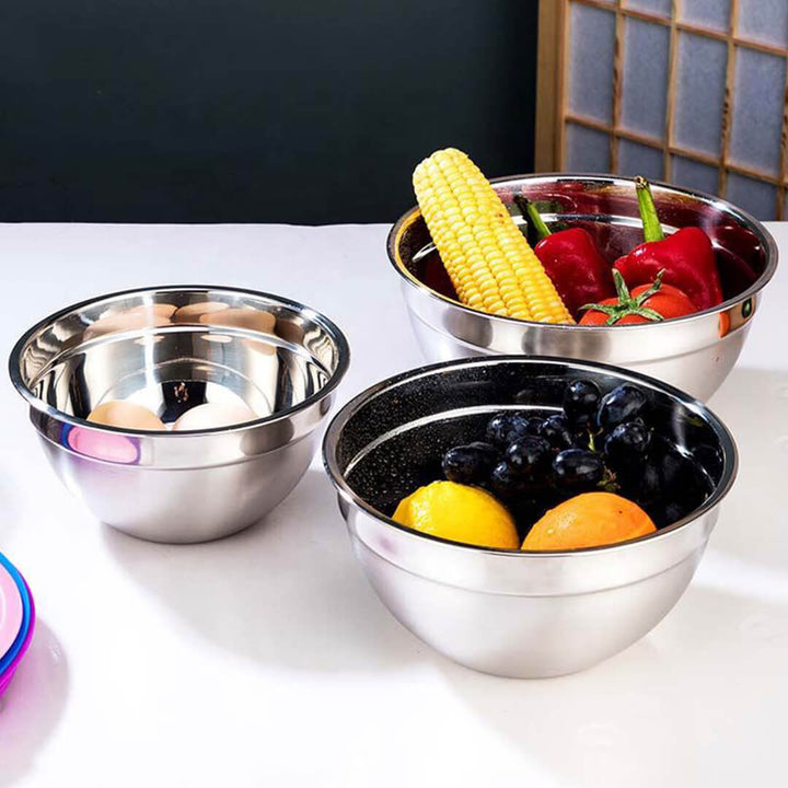 7Pcs Stainless Steel Salad Bowl Set With Lid - 18-30Cm