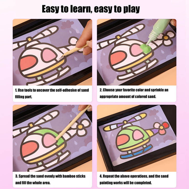 Sand Art Painting Set – 12 Sheets & 12 Bright Sand Colors