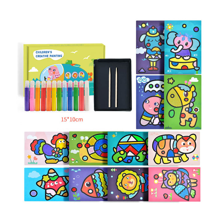 Sand Art Painting Set – 12 Sheets & 12 Bright Sand Colors
