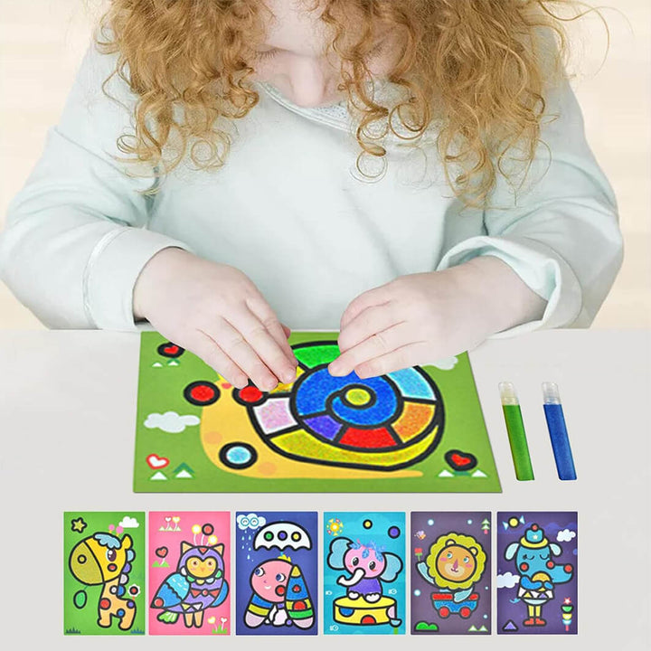 Sand Art Painting Set – 12 Sheets & 12 Bright Sand Colors