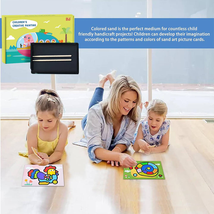 Sand Art Painting Set – 12 Sheets & 12 Bright Sand Colors