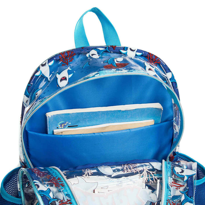 Transparent Backpack Set – Surfing Shark Design