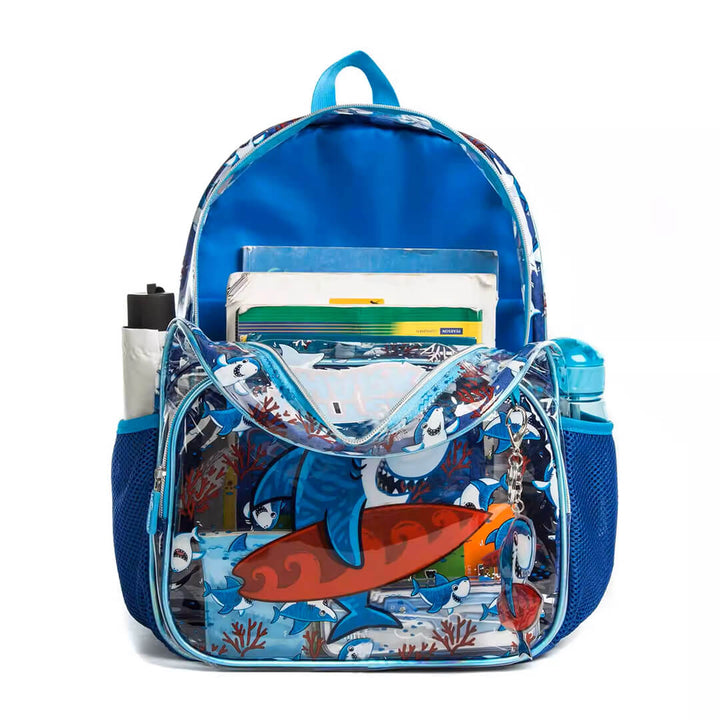 Transparent Backpack Set – Surfing Shark Design