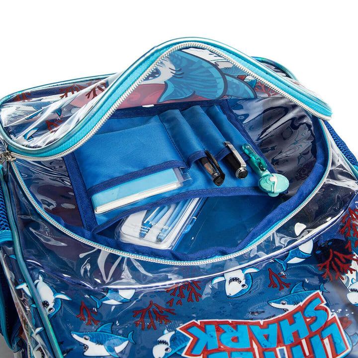 Transparent Backpack Set – Surfing Shark Design