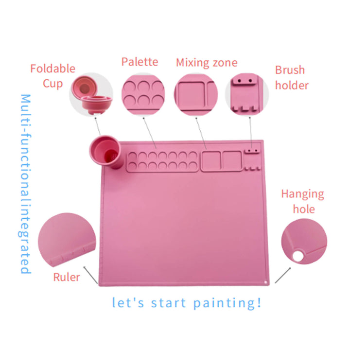 Silicone Washable Paint Mat with Brushes & Detachable Cup
