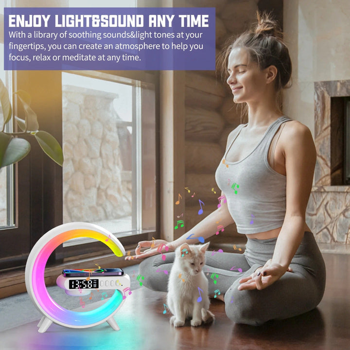 Smart G-shape Lamp with BT Music Speaker & Wireless Charger