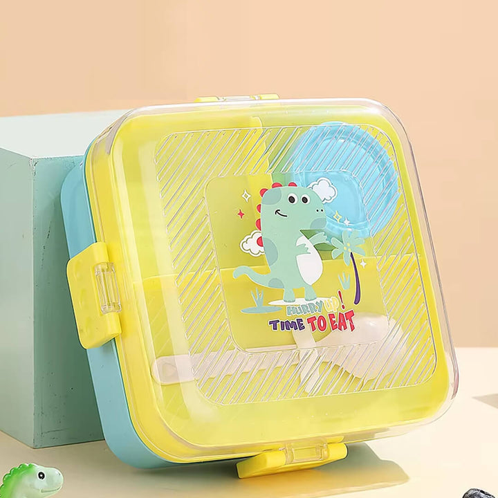 Dinosaur unch box for kids with 6 compartments and utensil included