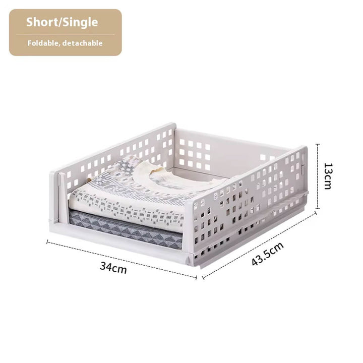 Foldable Stackable Drawer-Type Partition Storage Basket Short 34W x 43.5L x 13H cm)