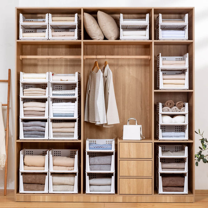 Foldable Stackable Drawer-Type Partition Storage Basket