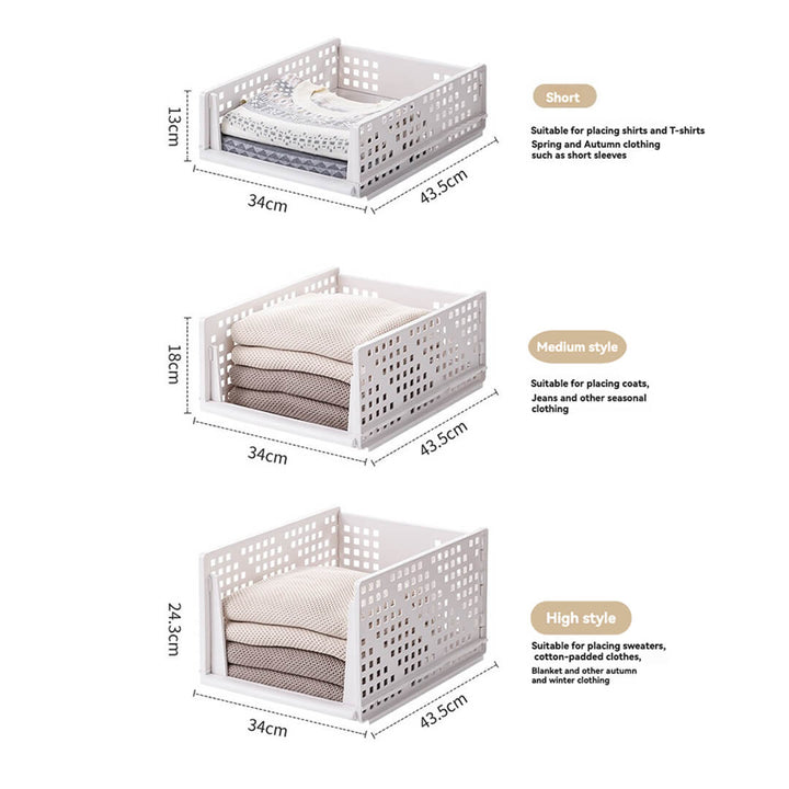 Foldable Stackable Drawer-Type Partition Storage Basket
