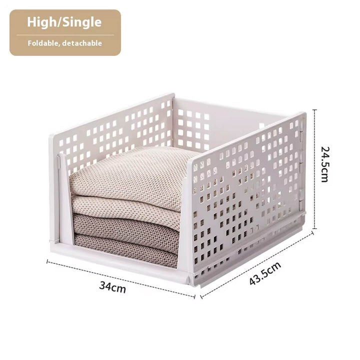 Foldable Stackable Drawer-Type Partition Storage Basket High (34W x 43.5L x 24.3H cm)