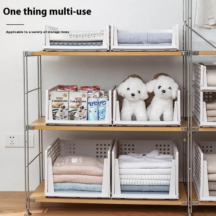 Foldable Stackable Drawer-Type Partition Storage Basket