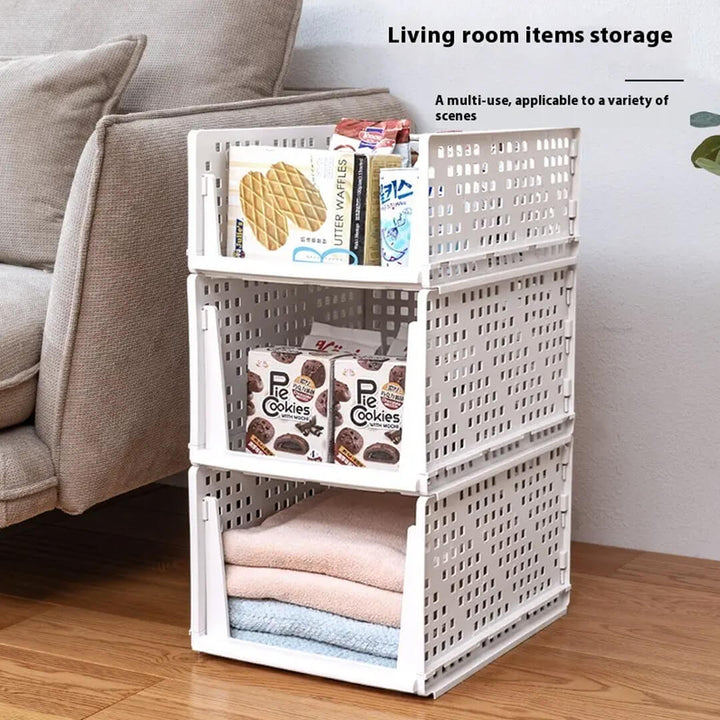 Foldable Stackable Drawer-Type Partition Storage Basket