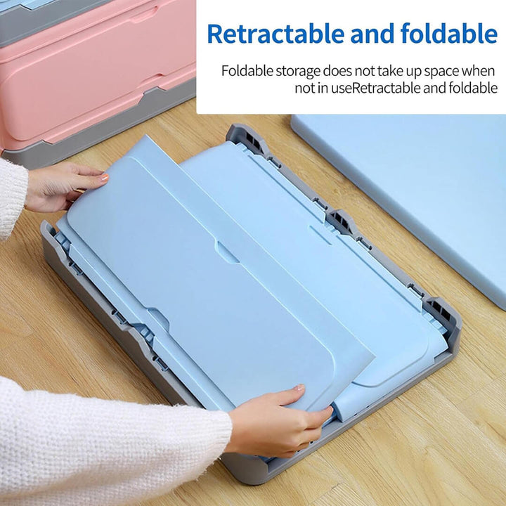 Retractable & foldable storage box in light  blue color