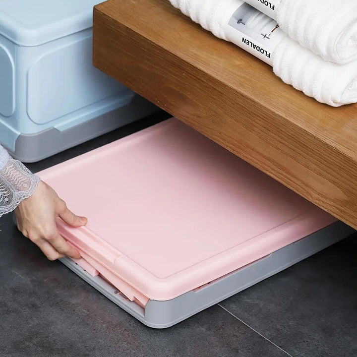 Foldable storage box used for organizing clothes and books