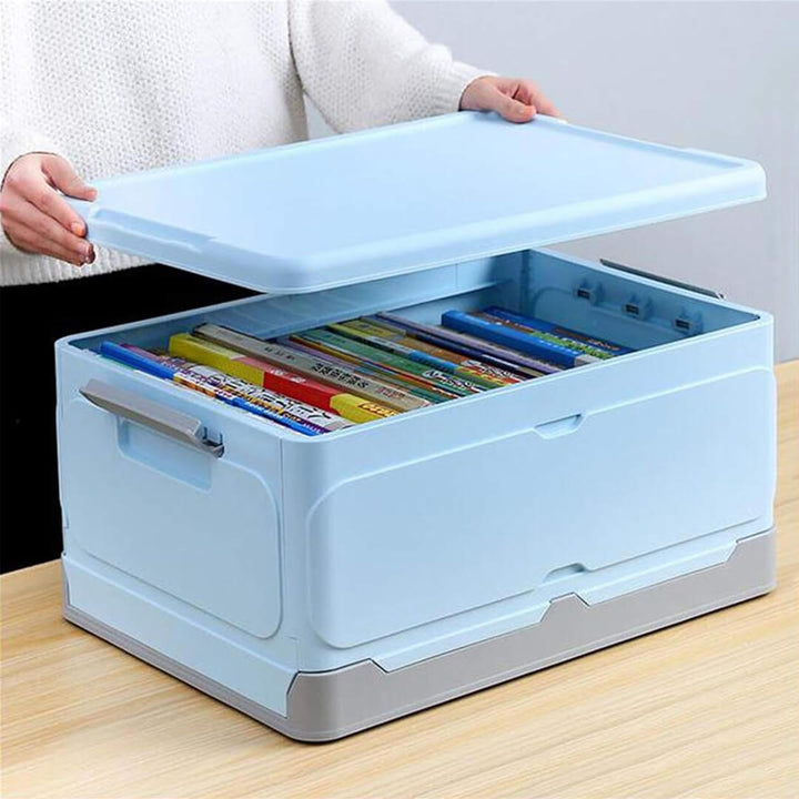 Dustproof Foldable pink and blue plastic storage box with lid 