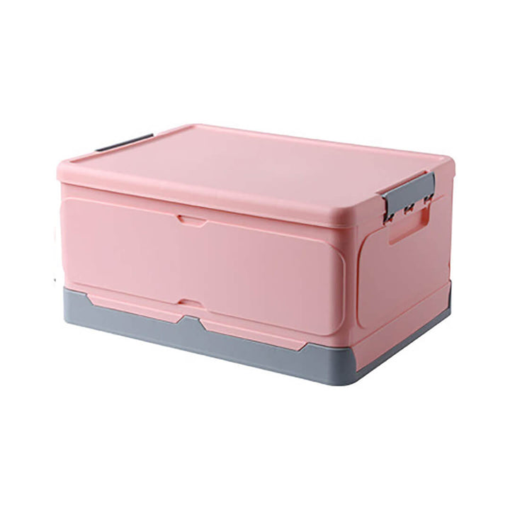 Pink plastic storage box with lid for toys, clothes, books, and accessories organization
