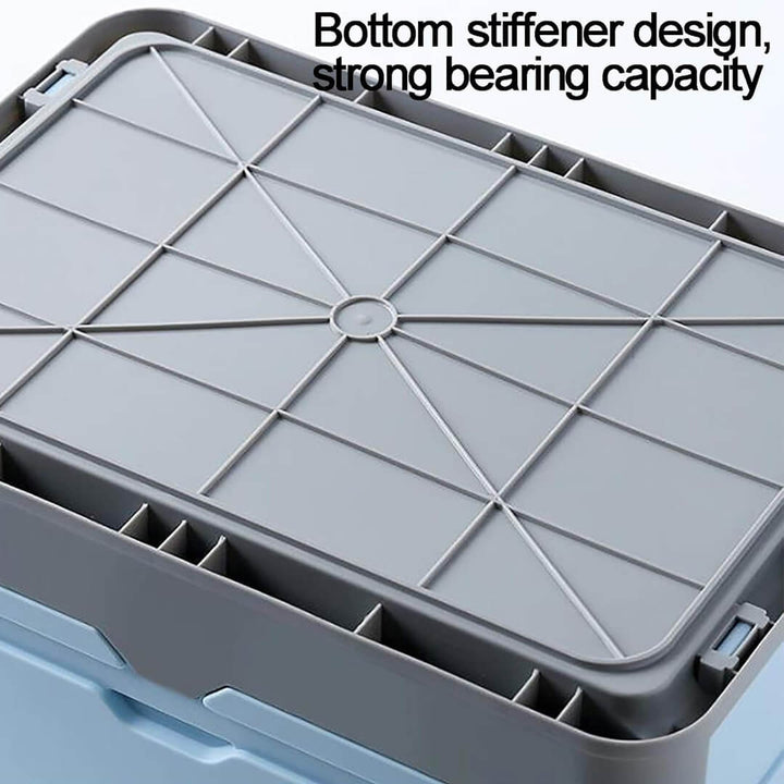 Foldable plastic storage box with bottom stiffener design, strong bearing capacity