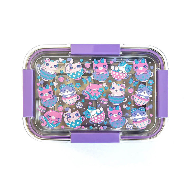Stainless Steel 3-Compartment Lunch Box - Unicorn & Candies - BPA-Free Cute Candies