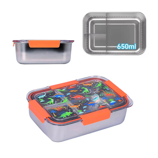 Dinosaur Stainless 3-Compartment Lunch Box - BPA-Free