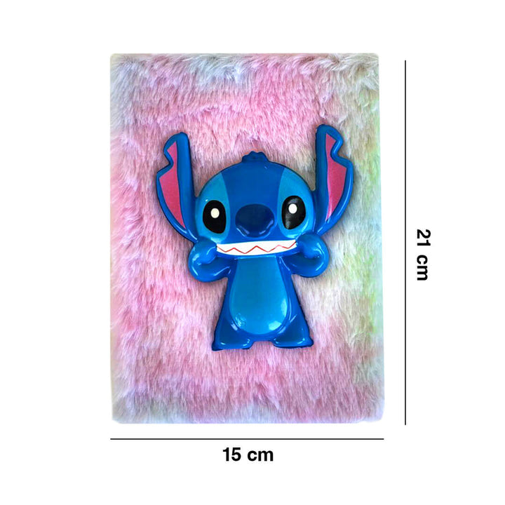 STITCH Rainbow Soft Fur Squishy Notebook - Playful & Cute Diary