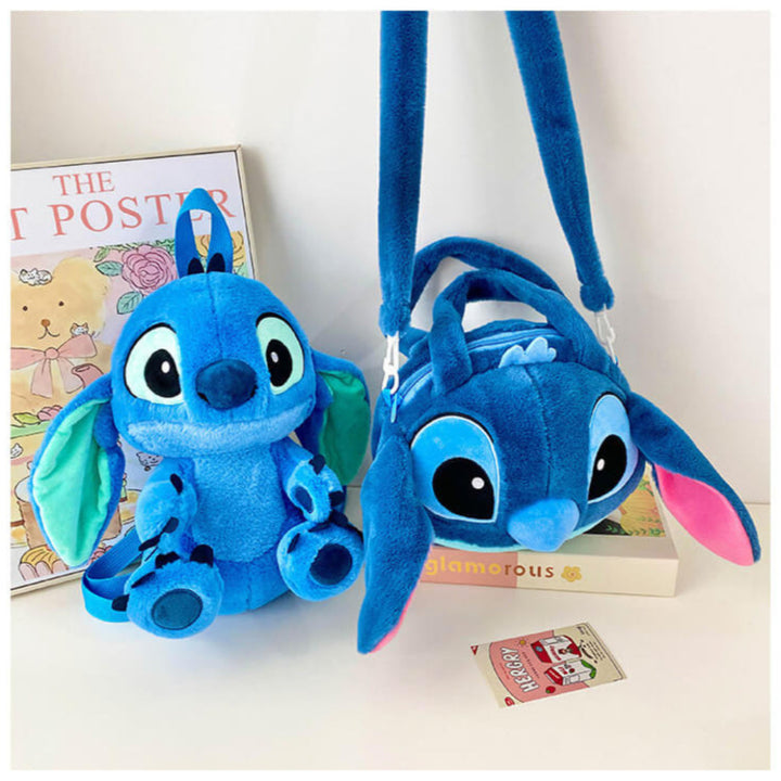 Blue Stitch and Pink Angel Plush Shoulder Bag
