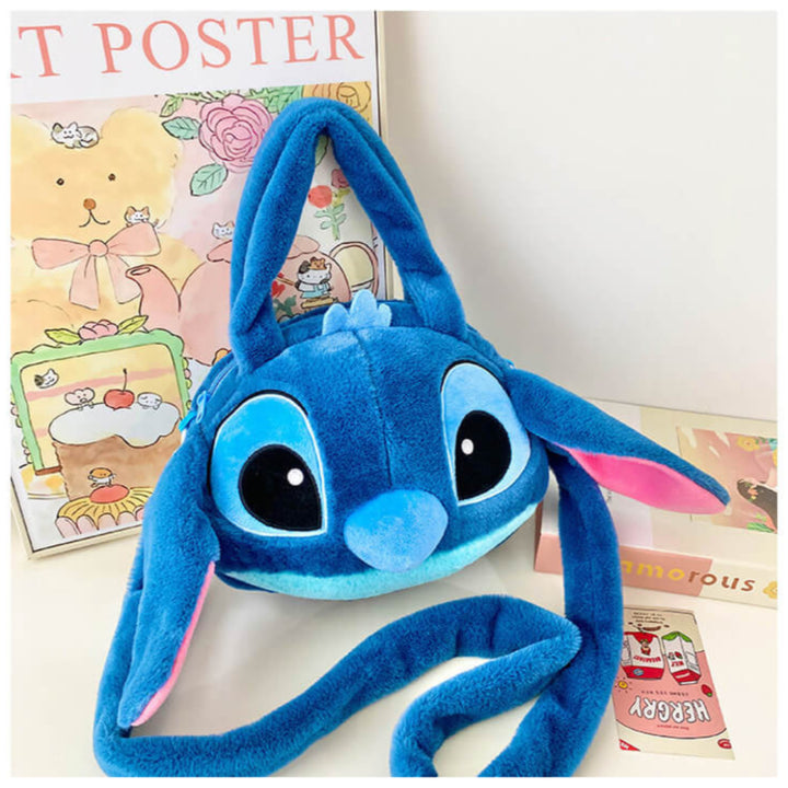 Blue Stitch and Pink Angel Plush Shoulder Bag