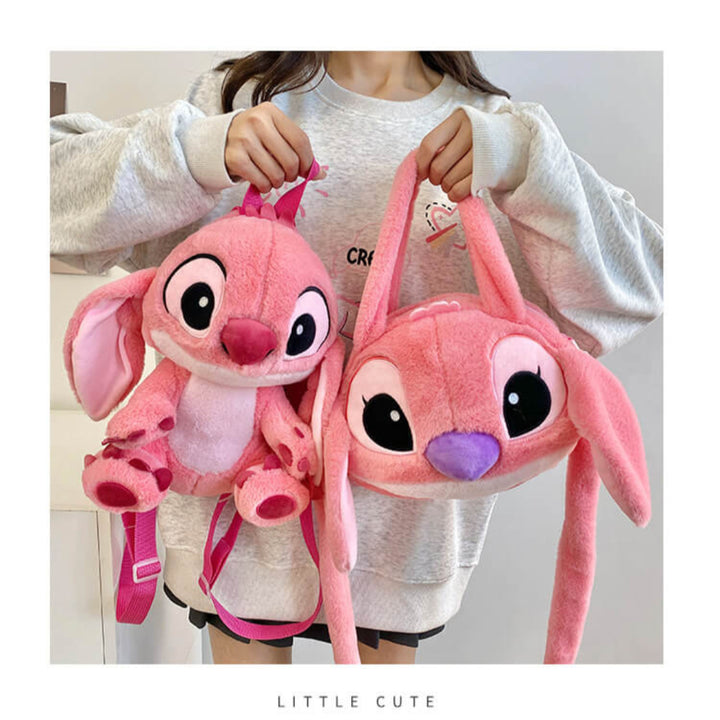 Blue Stitch and Pink Angel Plush Shoulder Bag