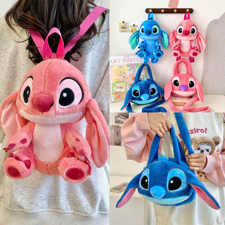 Blue Stitch and Pink Angel Plush Shoulder Bag