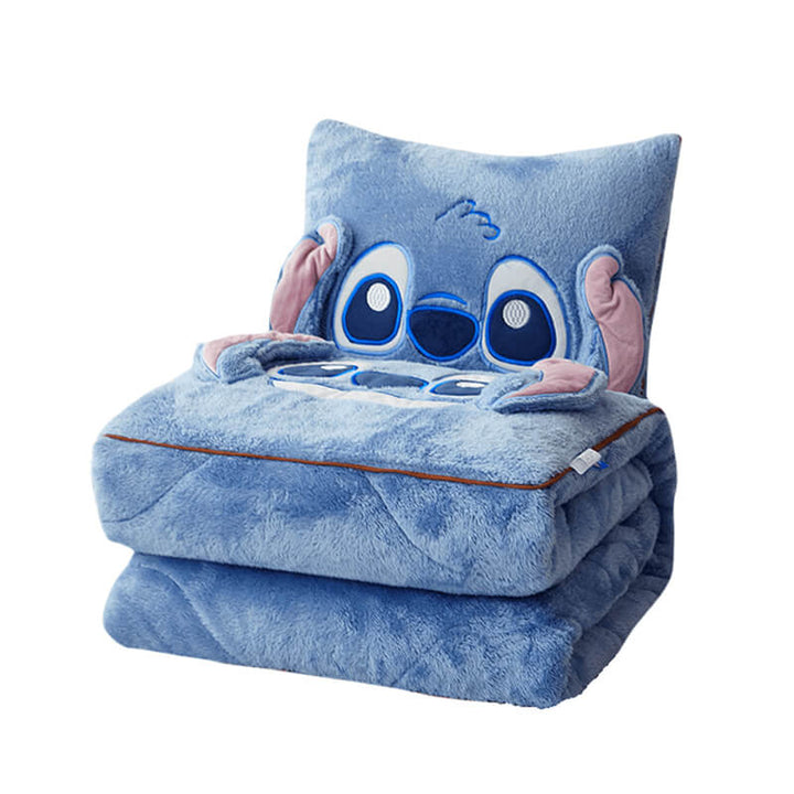 2-in-1 Stitch Travel Blanket that Folds Into a Zippered Pillow