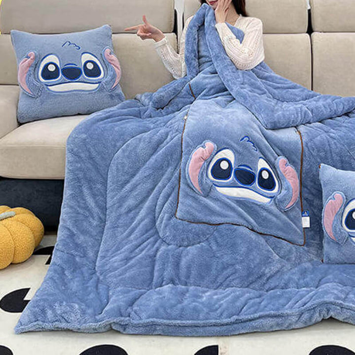 2-in-1 Stitch Travel Blanket that Folds Into a Zippered Pillow