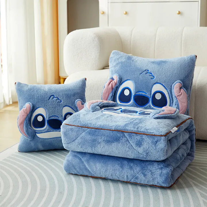 2-in-1 Stitch Travel Blanket that Folds Into a Zippered Pillow