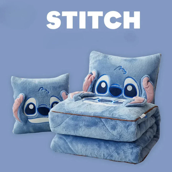 2-in-1 Stitch Travel Blanket that Folds Into a Zippered Pillow