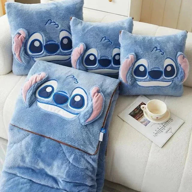 2-in-1 Stitch Travel Blanket that Folds Into a Zippered Pillow